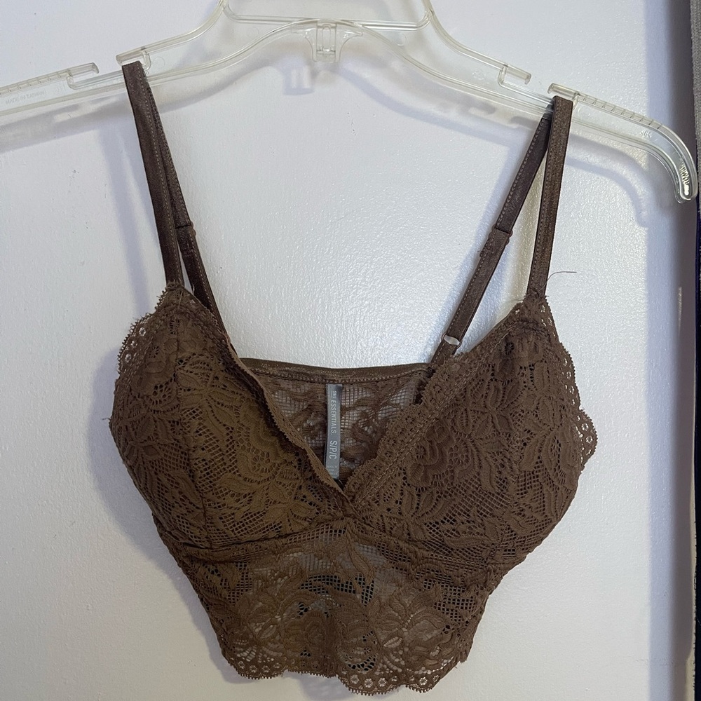 Brown Lace Crop Top